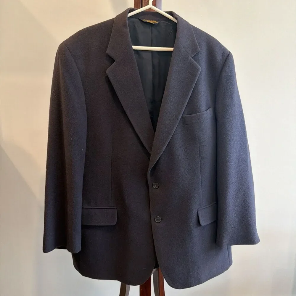 Men’s Brooks Brothers Made In USA 100% Camelhair Blazer Sport Coat 44 Reg Navy